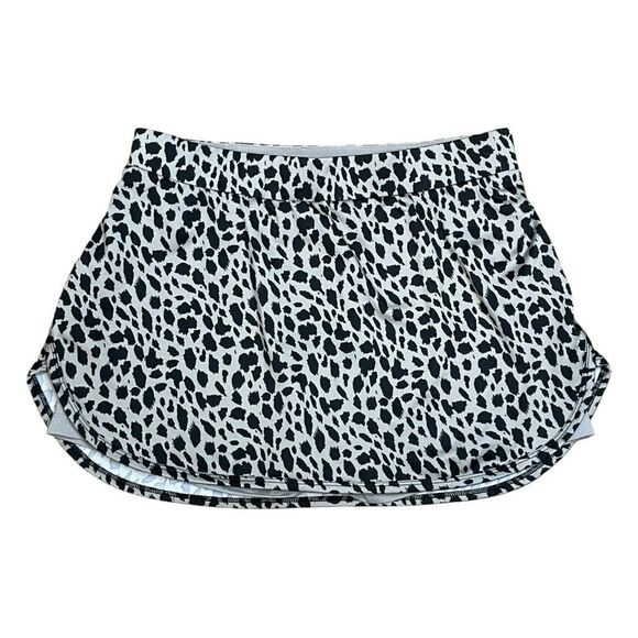 Standing Tree Leopard Print Athletic Skort Sugar Black Gray Knit Mini Skirt S - Picture 1 of 6
